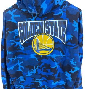 🏀💛💙Offical NBA Golden State Warriors Large Sweater Blue Camo Embroidered Hoodie